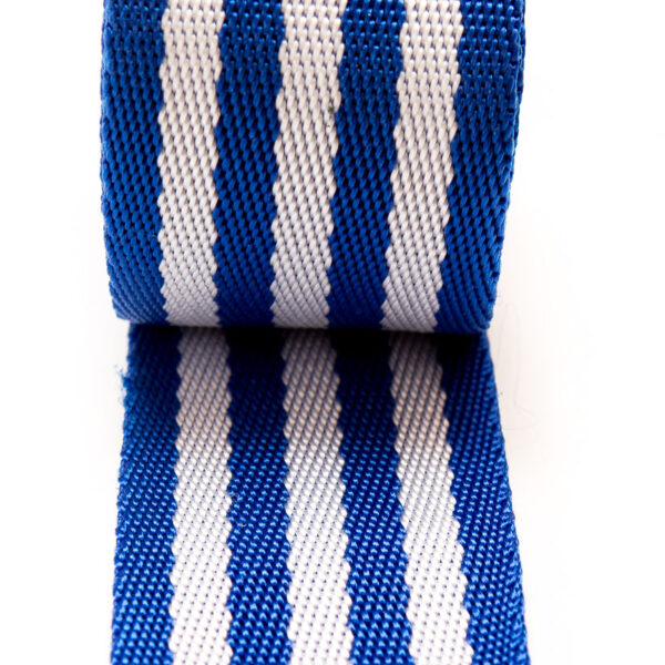Tassenband 50mm blauw wit