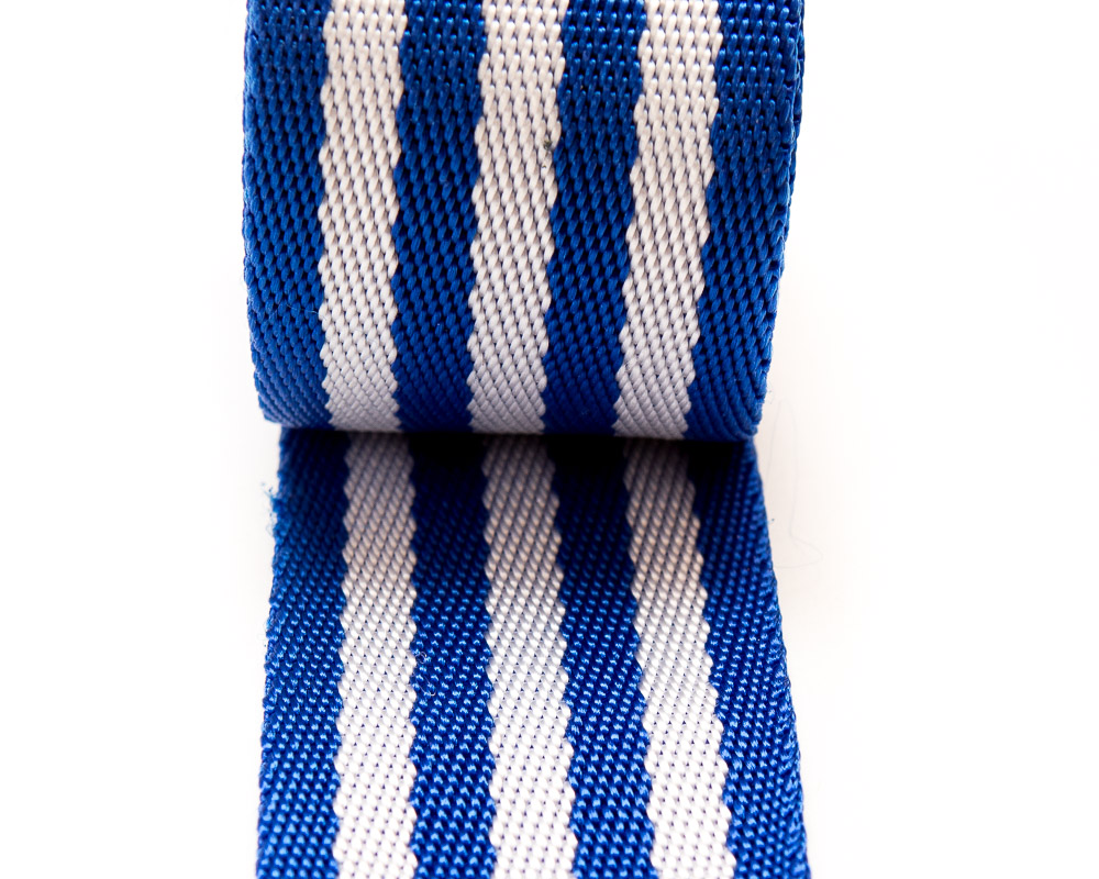 Tassenband 50mm blauw wit